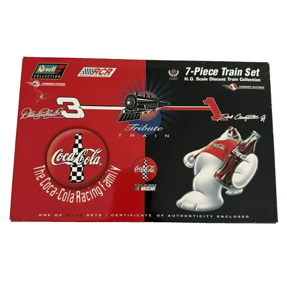 1998 Dale Earnhardt Dale Jr Coca Cola Coke Nascar 7pc HO Train Set Collectible
